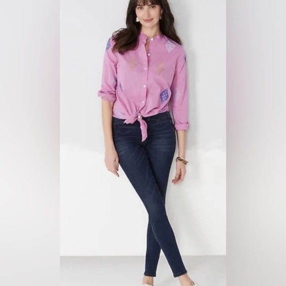 NWT- J. Jill Camellia cotton button up blouse. Size medium petite. - Picture 2 of 10